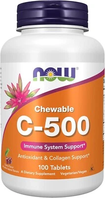 NOW FOODS Vitamina C-500 Cereza Masticable 100 Comprimidos Foto 1 de 4