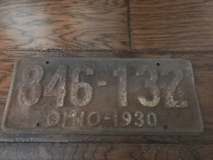 1930 OHIO LICENSE PLATE 846 132 - Picture 1 of 1