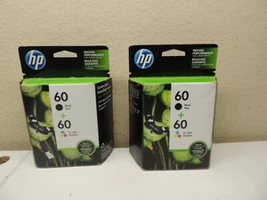 LOT 2 GENUINE HP 60 BLACK & TRI-COLOR INK CARTRIDGE COMBO PACK EXP 2022 SEALED - Picture 1 of 4