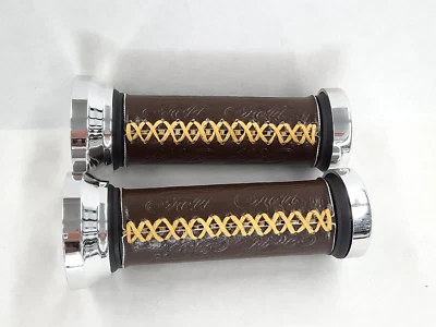 Felt Bicycles Beach Cruiser Grips Brown with Yellow Stitch New Old Stock - Image 1 of 4