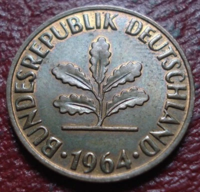 1964-D GERMANY 2 PFENNIG IN EF-AU CONDITION - Image 1 of 2