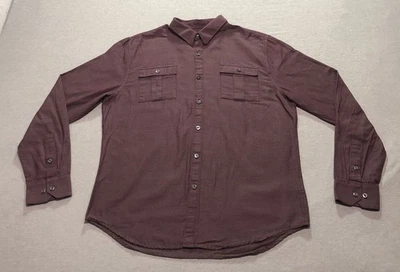 Structure Button Up Mens L Western Striped Business Rancher Lounge Office Maroon - Image 1 of 4