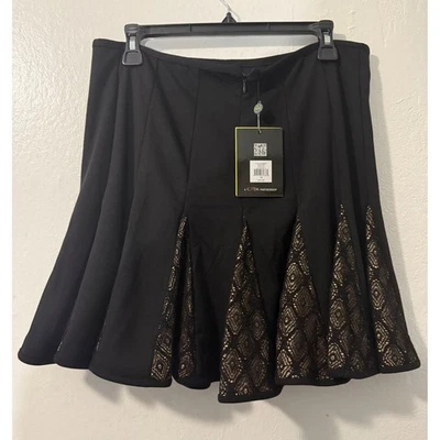 Catherine Malandrino Black Skirt Size 14 Flare Lace Trim A CFDA Partnership - Image 1 of 4