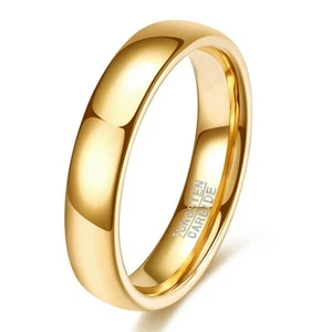 Tungsten Wedding Band Ring for Men Women | 2mm 4mm 6mm 8mm Gold Domed Tungste... - Picture 1 of 7