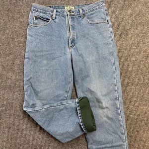 LL Bean Jeans Mens 34x30 (32x29) Blue Denim Fleece Lined Classic Chore Workwear - Picture 1 of 12