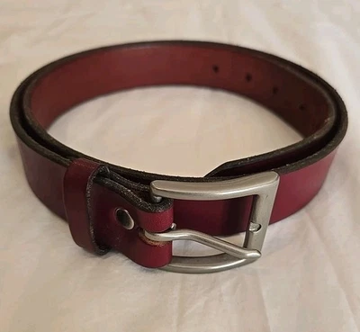 Narragansett Leathers 1.25" Bridle Leather Men Belt 34 Brass Buckle Handmade USA - Image 1 of 4
