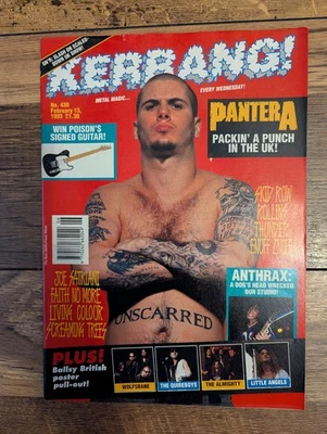 Kerrang! 430 Pantera, Anthrax, Skid Row, Rollins, Thunder, 4 Posters - Image 1 of 4