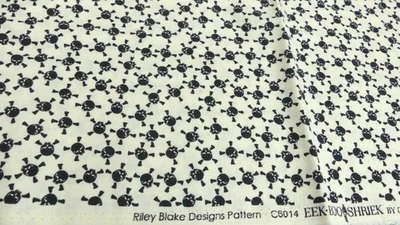 Riley Blake Skull Fabric Cotton Carina Gardner 3.5yd Halloween Eek Boo Shriek - Image 1 of 3