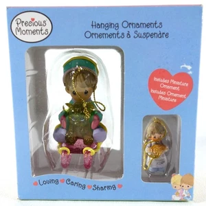 Vintage 2003 Precious Moments Christmas Ornaments Girl Bear on Sled - Picture 1 of 18