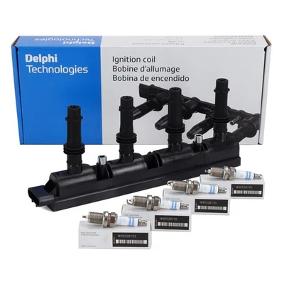 DELPHI Zündspule + 4x ORIGINAL OPEL Zündkerze für ADAM ASTRA J CORSA D E 1.2 1.4 - Bild 1 von 3