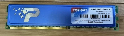 1GB 1x1GB PC3200 Patriot DDR-400 PDC2G3200LLK PD000049 Blue Gamer Ram Kit DDR1 - Image 1 of 2