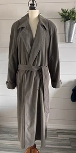 Vintage Misty Harbor Ladies Long Trench Coat With Belt Size 14 Sage Green - Picture 1 of 9