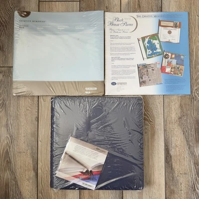 Álbum Creative Memories 12x12 azul marino bisagra flexible y páginas negras y mangas negras Foto 1 de 4