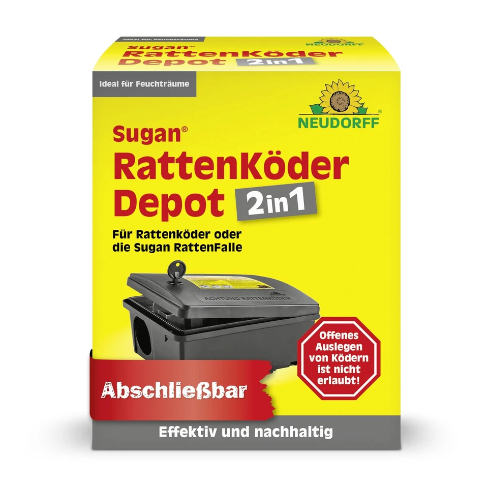 Neudorff Sugan Rattenköder Depot 2-in-1 Gift Köderbox Rattenfalle Mäuse Ratten - Bild 1 von 4