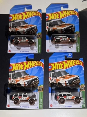 Hot Wheels 2023 Treasure Hunt 95 Jeep Cherokee Diecast Car Mud Stud Lot Of 4 - Image 1 of 4
