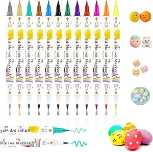 Plumas colorantes alimentarias comestibles 12 piezas, glaseado de doble cara y comestibles... - Imagen 1 de 10