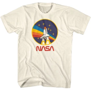 NASA United States Space Shuttle Takeoff Rainbow & Stars Patch Men's T Shirt - Picture 1 of 6