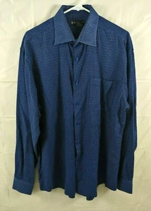 Bachrach Mens Shirt Sz Large Long Sleeve Button Front Blue  - Picture 1 of 4