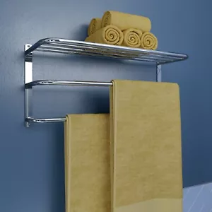 Croydex Wall Mounted Bathroom Towel Rack Tiered in Chrome, Storage Bar - Picture 1 of 5