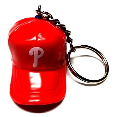 PHILADELPHIA PHILLIES KEYCHAIN CAP HAT 2" LONG LICENSED MLB BASEBALL CHARM PULL - Image 1 of 2