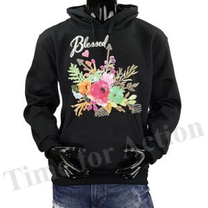 Blessed Christian Religious God Bible Church Jesus Graphic Pullover Hoodie - Picture 1 of 8