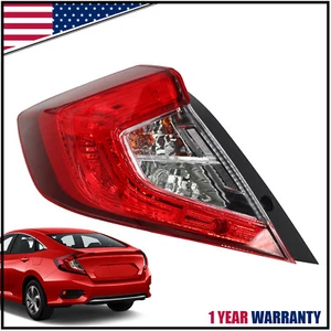 For 2016-2021 Honda Civic Sedan Outer Left Driver Side Tail Light Lamp W/ Bulb - Picture 1 of 9