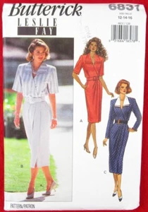 NOS Butterick Leslie Fay Pattern 6831, Size 12-14-16, Mock Wrap Dress, Uncut - Picture 1 of 2