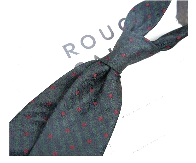 Nueva Corbata Clásica a Cuadros Cuadros Verde Rojo JACQUARD TEJIDA 100% Seda Para Hombre Foto 1 de 1
