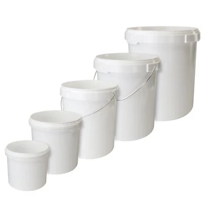 TREVENDO Eimer mit Deckel 1, 5, 10, 15, 20, 30 Liter Leereimer weiß lebensmittelecht