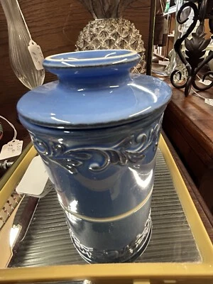 2009 Blue Butter Bell W/ Detailed Scrolling, Fresh & Creamy Crock - Image 1 of 4