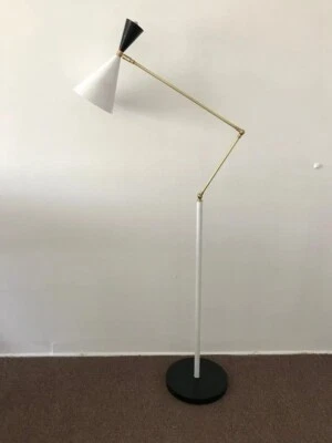 Floor LAMP Adjustable White & Black - Use for Home, Mid Century, Stiln - Image 1 of 4
