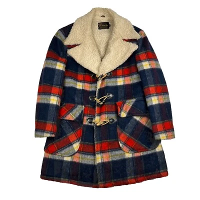 Vintage Sears Sherpa Lined Wool Overcoat Mens 44 Toggle Hunting Chore jacket - Image 1 of 4
