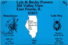 Vtg CB Radio Ham Amateur QSL QSO Art Card East Peoria Illinois KAJA 7752