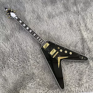 Unbranded Black Flying V Electric Guitar Mahogany Body&Neck HH Pickups 6 String - Picture 1 of 7