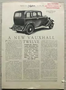 VAUXHALL TWELVE SIX Car Description & Road Test Report AUTOCAR Reprint June 1933 - Picture 1 of 4