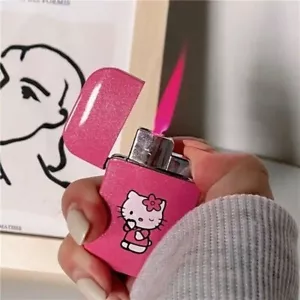 Pink Glitter Pink Cat Flame Pocket Lighter Refillable Lighter Cute Lighters USA - Picture 1 of 5