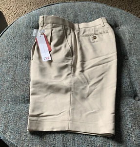 NWT Cutter&Buck Pleated Dress Shorts Mens Size 34 X 9 Beige Cutter And Buck A6 - Picture 1 of 10