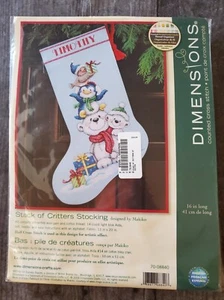 NIP 2009 Dimensions "Stack of Critters Stocking" Counted Cross-stitch Kit 16" Lo - Bild 1 von 4