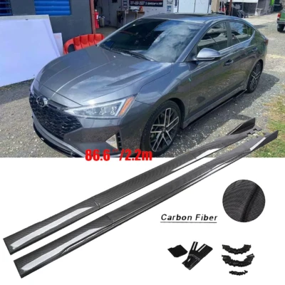For Hyundai Elantra 86.6" Carbon Style+Side Skirts+Rocker Panel Lip/ - Image 1 of 4