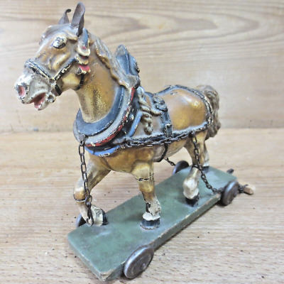 Uralt Ziehtier Pferd Mit Geschirr 1920/30 Nachziehtier Masse Arbeitstier Hausser • 51€