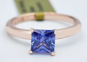 LAB CREATED  0.90 Cts AAA TANZANITE RING .925 Silver (Rose gold finish) - NWT - Picture 1 of 3