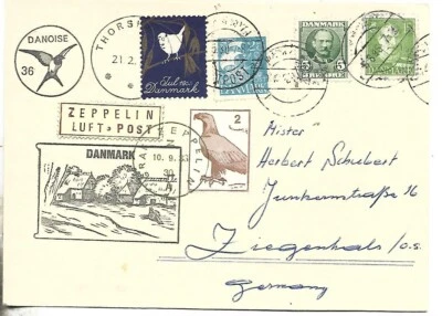 1980 DINAMARCA MULTI FRANQUICIA CUBIERTA GRAF ZEPPELIN LUFT. CORREO A ALEMANIA Foto 1 de 2