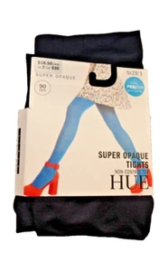 New Hue Navy Blue SZ 1 Super Opaque Tights U11923 - Picture 1 of 3