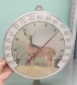 Vintage TRU TEMP Jumbo Zifferblatt THERMOMETER Hirsch Bock Made in USA 12" rund - Bild 1 von 13