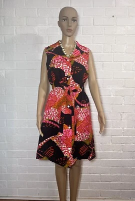 VESTIDO DE COLECCIÓN AÑOS 70 DELA ANN CREATION ILGWU ESTAMPADO ABSTRACTO EN MULTICOLOR Talla M/L Foto 1 de 4