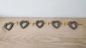 Wooden Heart Picture Frame Garland 5 Frames String Love NEW - Picture 1 of 4