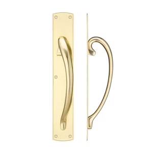Fulton & Bray Cast Brass Large Pull Handle with Backplate - Right Handed - 457 x - Picture 1 of 1