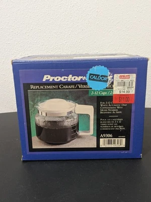 Proctor Silex Jarra Repuesto 2-12 Tazas A9306 Blanco Automático Goteo Cafetera Foto 1 de 4