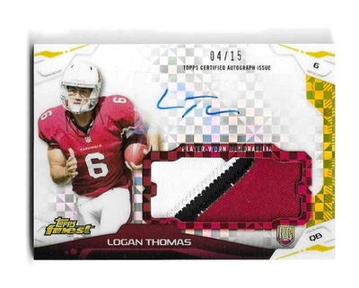 2014 Topps Finest Football Logan Thomas 3 Color Patch Rookie Autograph #04/15 - Image 1 of 2