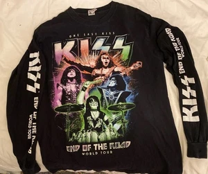 Kiss End of the Road World Tour Long Sleeve 2-Sided Black T-Shirt Size Med~EXC - Picture 1 of 5